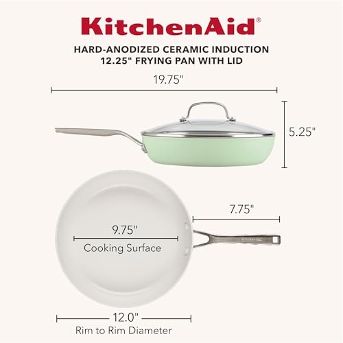 Hard Anodized Ceramic Induction Nonstick Cookware Frying Pan (Pistachio / 12.25-Inch)