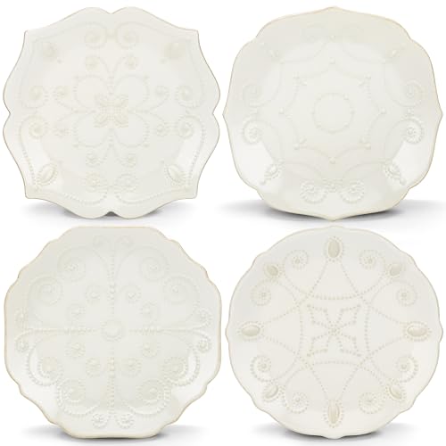 829072 French Perle White 4 (Plates, Set of 4)