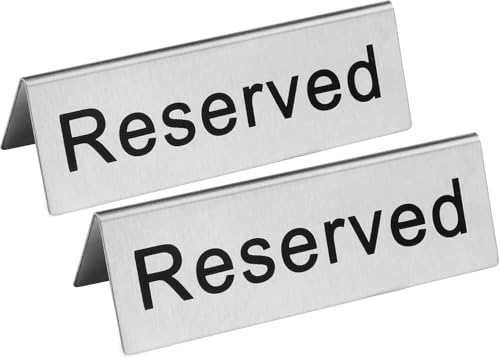Stainless Steel Reserved Table Tent Sign (4.75” x 1.75” (Set of 2))