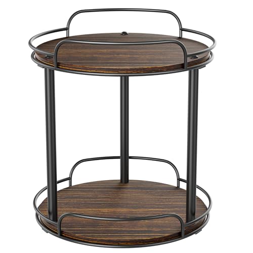 9'' Wood Lazy Susan Turntable Organizer for Cabinet (9 inches 2 Tier)