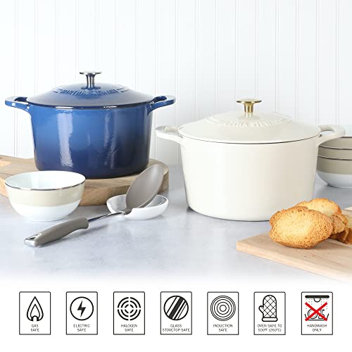 Gatwick 7 Quart Enamel Cast Iron Dutch Oven (Linen w/ Gold Knob / 7-Quart)