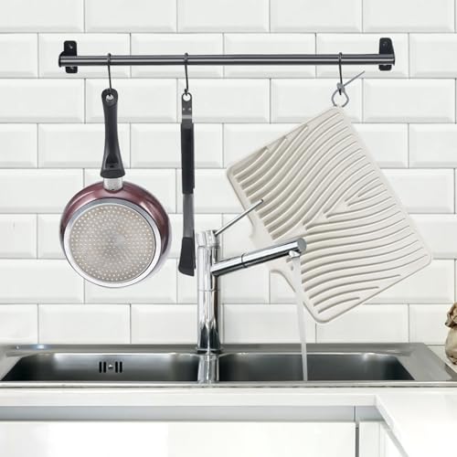 Silicone Dish Drying Mat for Kitchen Counter (Beige-2pcs / 20" x 15")