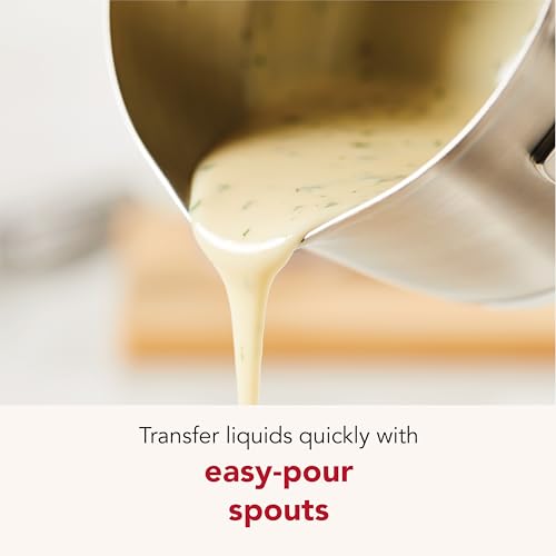 3 Ply Base Stainless Steel Sauce Pan with Pour Spouts (Brushed Stainless Steel / 1.5 Quarts)