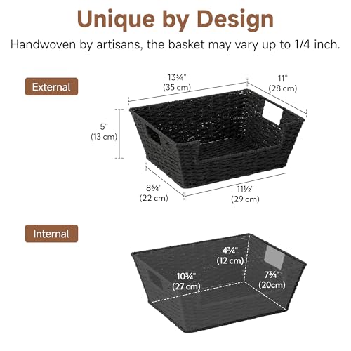Pantry Baskets for Shelves (Black / 13 ½"L x 10 ¾"W x 5"H)