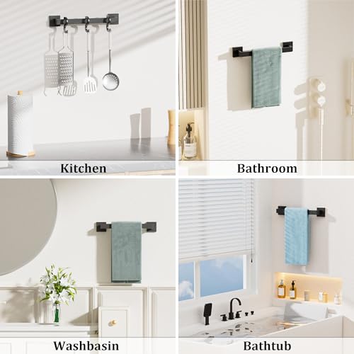 Towel Bar Towel Racks for Bathroom Wall Mount 16 Inch (Single 16 Inch / Matte Black)