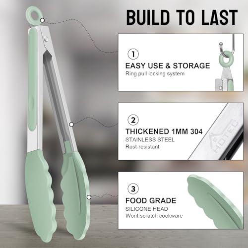 Silicone Kitchen Tongs for Cooking (Light Green)