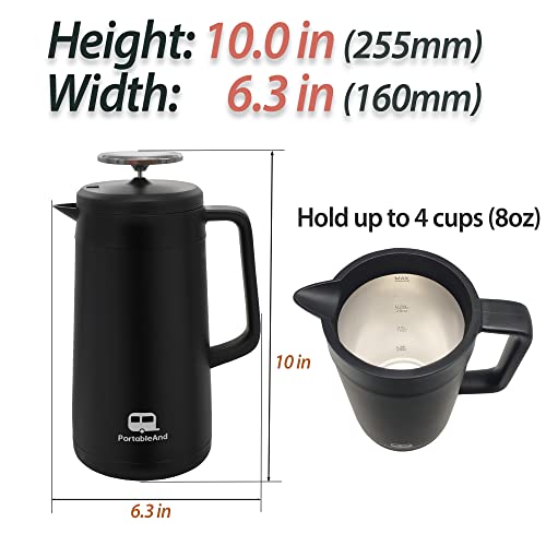 34oz Double Vacuum Insulation Large Silicone French Press Coffee Maker (Light Gold)