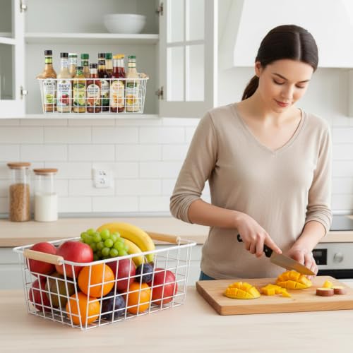 white wire baskets for organizing with Wooden Handles Storage Organizer Baskets (2 Count)