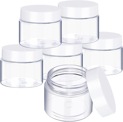 6 Pack 8 oz Plastic Jars Containers with Lids Wide (6 Count)