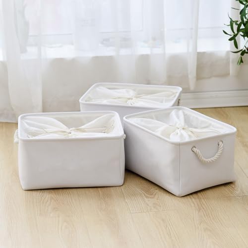 Storage Basket for Gifts Empty (White Color / 3PCS/X Large -17.7Lx13.8Wx9.8H)