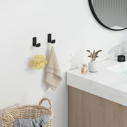 Towel Hooks for Bathrooms Matte Black (4 Pack / Matte Black)