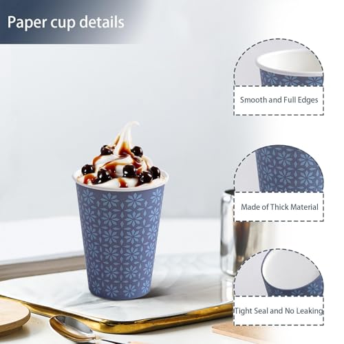1000 Pack Paper Cups 8 oz Bulk Disposable Coffee Cups Navy Floral (Navy / 8 oz-1000)