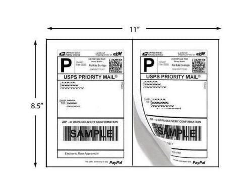 Half Sheet Self Adhesive Shipping Labels for Laser & Inkjet Printers White Blank (8-1/2"×5-1/2" (2-UP) / 2500 Sheets)