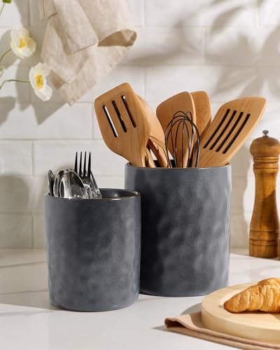 Ceramic Utensil Holder (Matte Dark Charcoal)