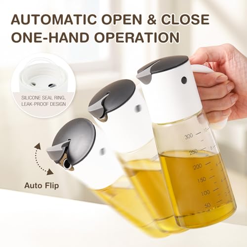 Glass Olive Oil Dispenser Bottle Set 10 oz Yellow White (white and yellow)