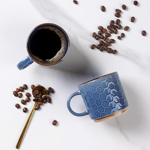 6 OZ Stackable Coffee Mugs Set of 4 (Moonlight Blue / 6 Ounces)