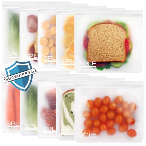 10 Pack Dishwasher Safe Reusable Sandwich Bags (10 Pack-10 Sandwich / White)