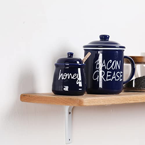 Honey Jar with Dipper and Lid (Navy)