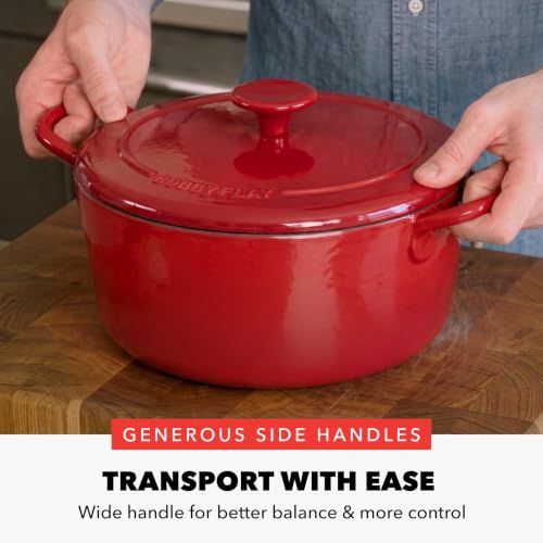 x Bobby Flay 5.5QT Enameled Cast Iron Dutch Oven With Lid (5.5QT Dutch Oven / Red)