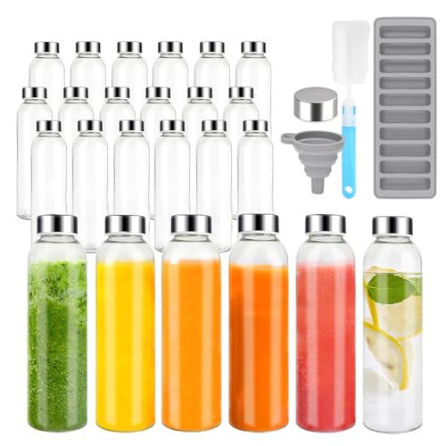 18oz Glass Juice Bottles with Stainless Steel Lids Bulk