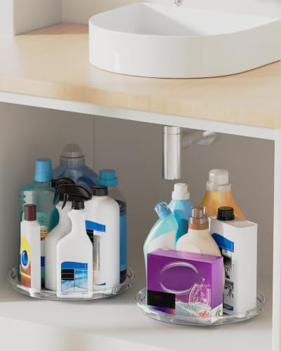 2 Pack 12 Inch Lazy Susan Organizer Turntable for Cabinet (Clear / 12 Inch)