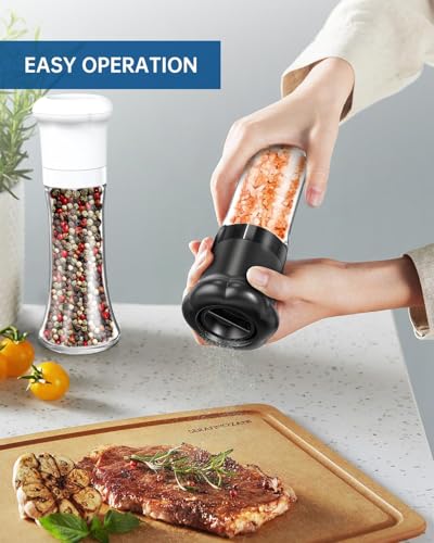 Premium Manual Salt and Pepper Grinder Set (Tall Set - Black)