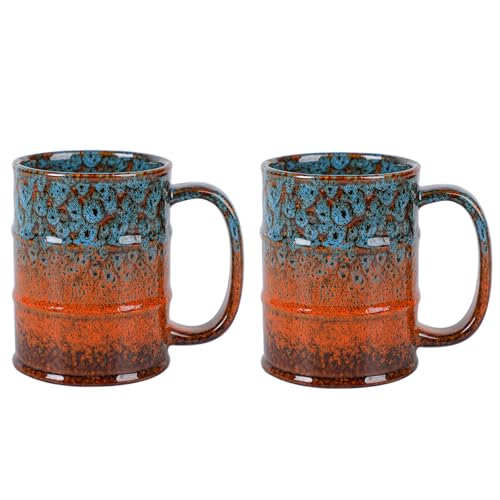Coffee Mug 20 Oz Coffee Cups Ceramic Tea Cup Large Coffee Mug for Office and Home (Blue and Brown)