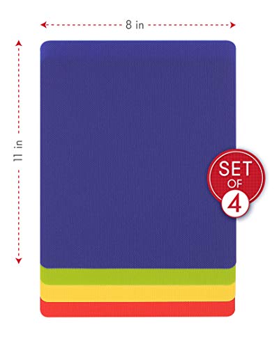 Heavy Duty Grippmat Flexible Cutting Board Set of Four 8 x 11 inches (8 x 11 inches / Blue, Green, Yellow and Red)