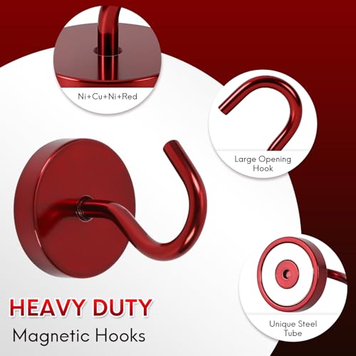 Magnetic Hooks Large Opening (Red / 80lb Magnetic Hooks)