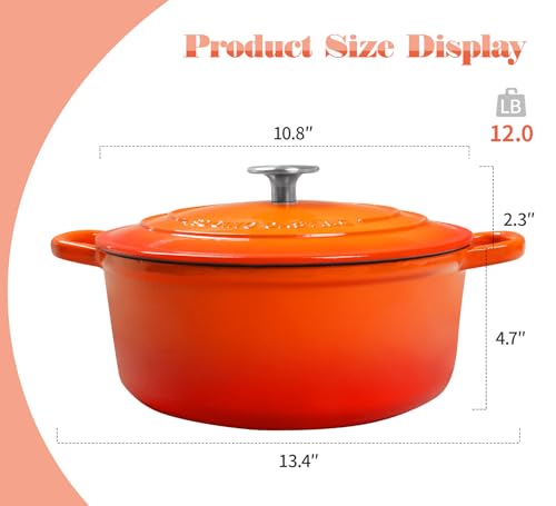 Enameled Cast Iron Dutch Oven (Orange / 5.5QT)