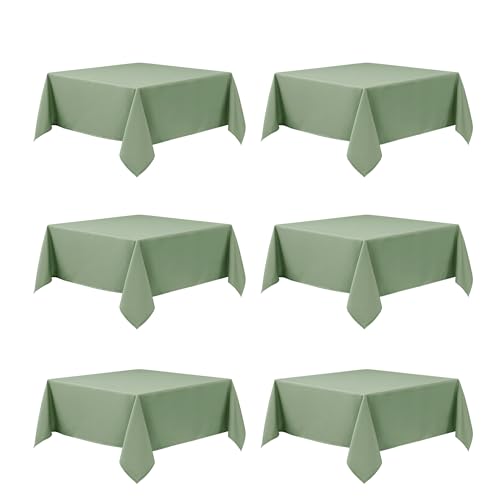 6 Pack Sage Green Tablecloths for Square Tables (Sage Green / 54x54 In, 6 Pack)