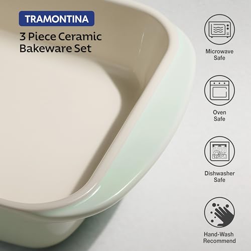 Mae 3 Pc Ceramic Porcelain Baking Pans Set (Mint)