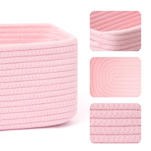 Small Storage Baskets for Organizing (3pcs-L13xW8.5xH5.1" / Light Pink)