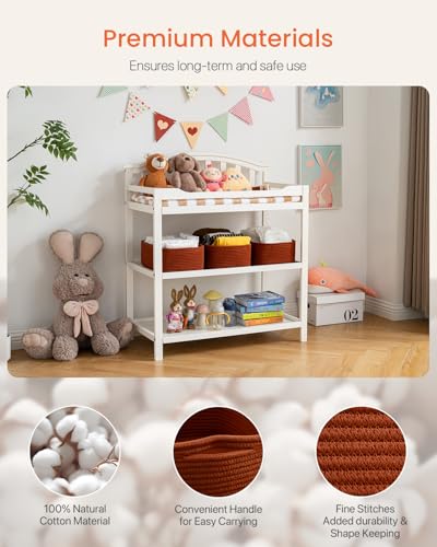 Small Woven Storage Basket for Organizing (Rust Red / 13.5"L x 9.5"W x 5"H)