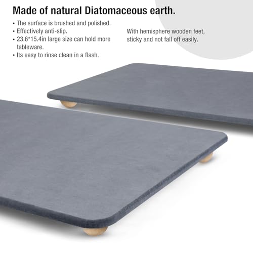 Large Stone Dish Drying Mat for Kitchen Counter (24" x 16")