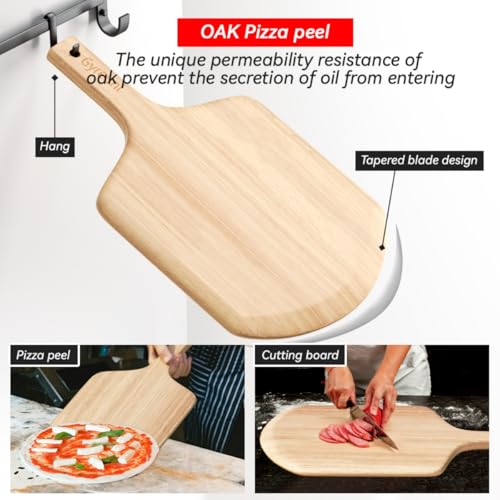 16'' Cordierite Pizza Stone for Oven and Grill with Pizza Peel Set (5 Count)