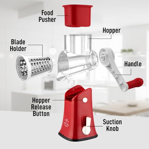 Rotary Cheese Grater Manual Hand Crank 5 Blade Shredder