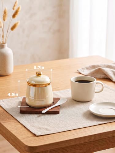 12oz Ceramic Sugar Bowl with Lid and Spoon