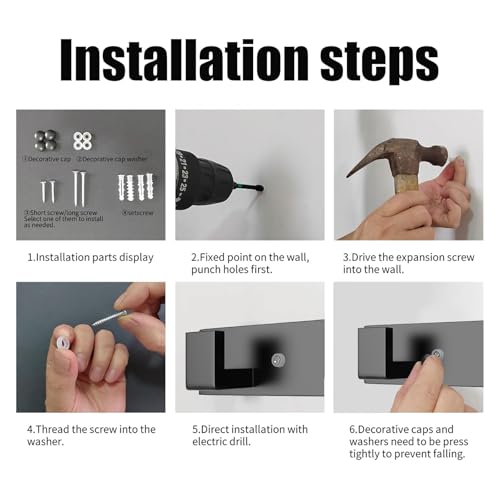 Stainless Steel Wall Coat Rack (Black / 3 "L" Hooks, 1PACK)