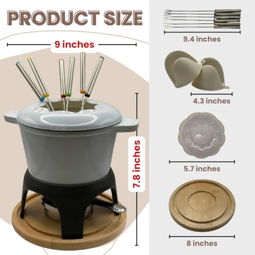 Cast Iron Fondue Set 15 (Ice Melt Blue)