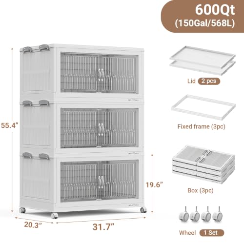 600Qt Extra Large Stackable Storage Bins with Lid (3 Count)