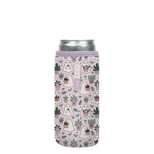 CanSok Sleeve for Beer & Soda Insulated Neoprene Cover (Boo-tanicals / 12oz Slim Can Sleeve)