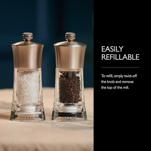 Bromley, 6", Acrylic Salt & Pepper Mill Gift Set (White and Stainless Steel)