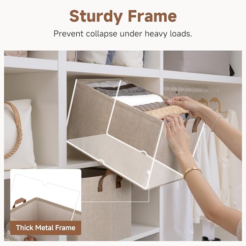 Fabric Storage Bins (Brown and Beige / 19" L x 13 ¼" W x 11" H)