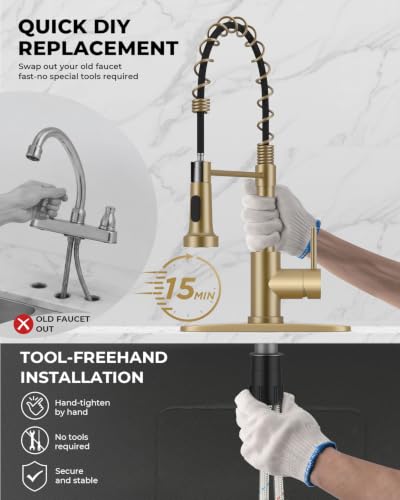 Utility Sink Faucet with Sprayer (Gold)