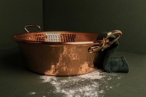 M'Passion 1.2mm Hammered Copper Jam Pan With Brass Handles (17.3 Quarts / Copper)
