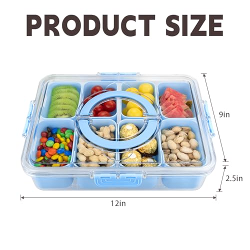 Divided Serving Tray with Lid and Handle (2pcs Serving Tray-blue)