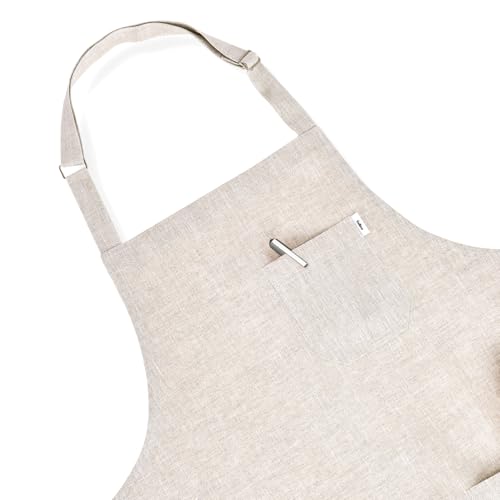 100% Pure Linen Apron Light Natural Woven (Light Natural / 33 X 30 Inch)
