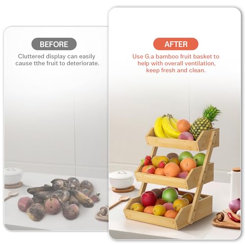 3 Tier Bamboo Fruit Basket for Kitchen Counter (Bamboo / 3-Tier)