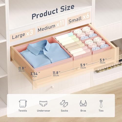 Drawer Organizer Clothes (Pink / 24 Pack)